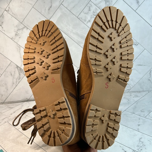 NWOT Lands End Womens Brown Leather Faux Fur Collar Ankle Boots Size 11D Wide - Picture 6 of 9